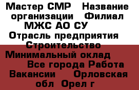 Мастер СМР › Название организации ­ Филиал МЖС АО СУ-155 › Отрасль предприятия ­ Строительство › Минимальный оклад ­ 35 000 - Все города Работа » Вакансии   . Орловская обл.,Орел г.